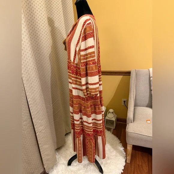 Easel Multicolor Bohemian Long Sleeve Dress - Picture 4 of 7